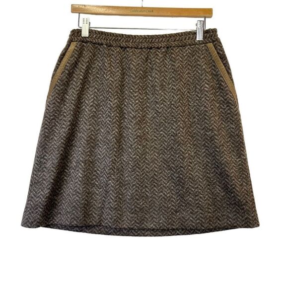 J. Crew Wool Blend Mini Brown Skirt  With Pockets Size 6 - Picture 2 of 16